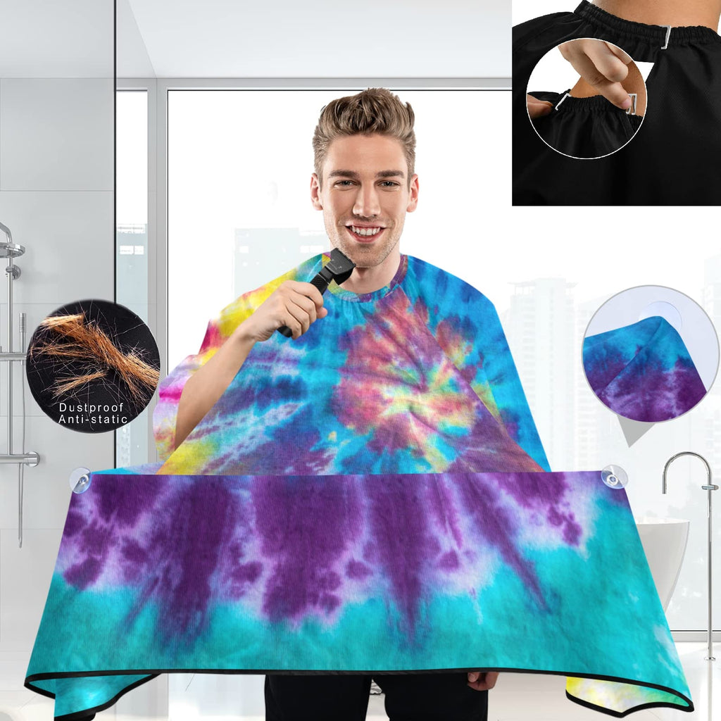 Visesunny Barber Cape With Tie Dye Swirl Design - Polyester Hair Cutting Salon Apron, Anti-Static, Water-Resistant Haircut and Shaving Cloth, Beard Shaving Bib, Hairdressing Cape
