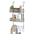 HapiRm Over The Door Hanger with Coat Hooks and 2 Baskets, Rustproof & Waterproof Over The Door Hooks, Storage Organizer for Hats, Bathroom, Kitchen, Bedroom - Brushed Nickel