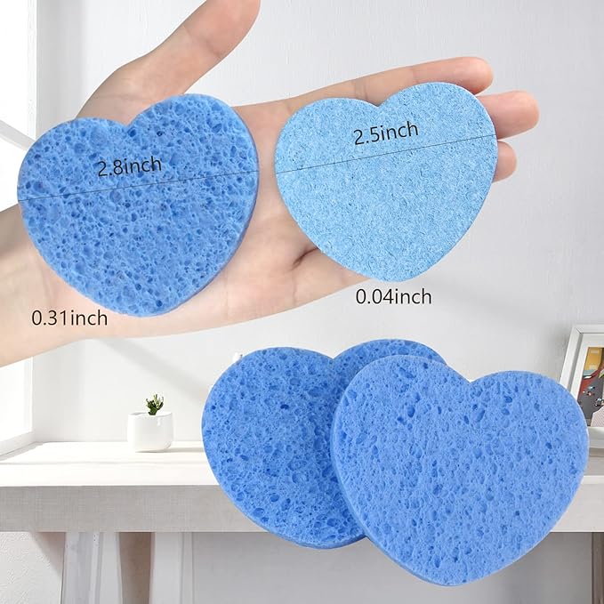 50-Count Facial Sponges Compressed, 100% Natural Cellulose Face Sponge Professional Cosmetic Spa Sponges for Face Cleansing, Exfoliating Mask, Makeup Removal for Travel and Home, Blue