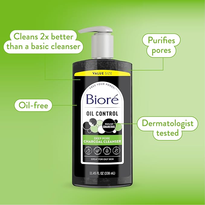 Biore Deep Pore Charcoal Face Wash For Oily Skin, 11.45 fl oz