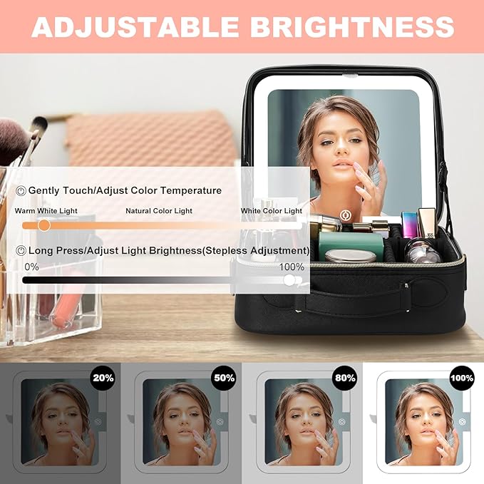 Mocado Travel Makeup Bag with Mirror Travel Makeup Organizer Makeup Case