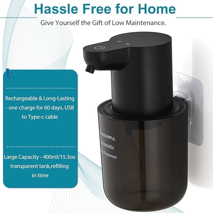 Automatic Soap Dispenser for Kitchen Sink - 13.5oz modunful M1 DA1581 Black