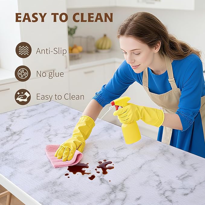Shelf Liners for Kitchen Cabinets 12in x 10FT, Non Adhesive Drawer Liner Marble Pattern Thickened Shelf Liner Non-Slip Easy to Clean for Tool Box Refrigerator with Knife and Tape Measure
