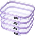 YQBRAO 4-Pack Clear Diaper Bag Organizer Pouches, 1.2mm Ultra-Thick PET Travel Pouches for Toiletries & Makeup, Rigid Self-Standing Bags with YKK Zippers, TSA Approved (Purple)