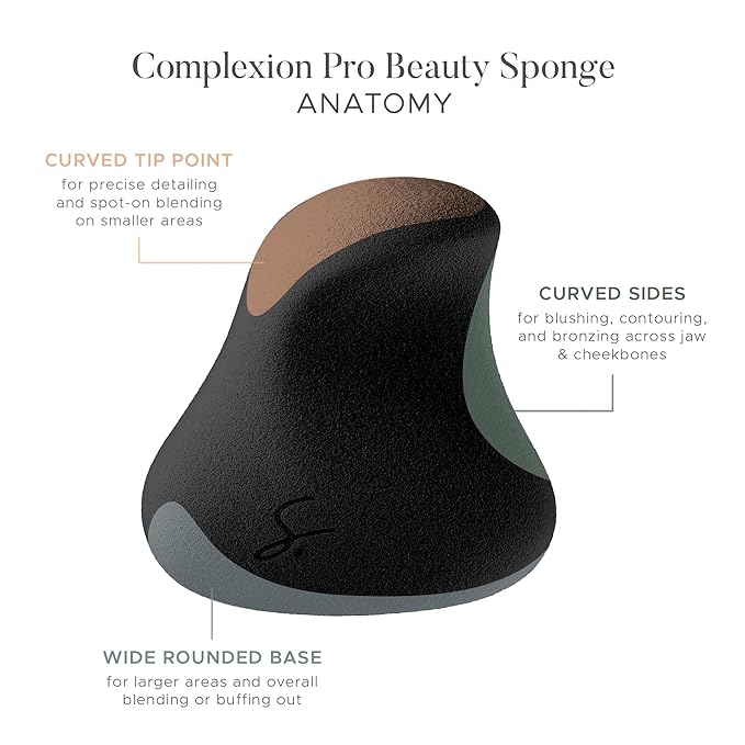 Strokes Beauty Lab Original Beauty Blender Makeup Sponge Applicator for Powder, Cream & Liquid, Beauty Tools Puff, Streak Free Application, Vegan, Cruelty Free Made in USA, Black (3 Pieces)