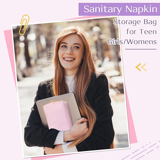 Tampon Holder for Purse, Corduroy Period Bag Sanitary Napkin Storage Bag for Girls Womens, Portable Feminine Emergency Pad Period Pouch(Pink)