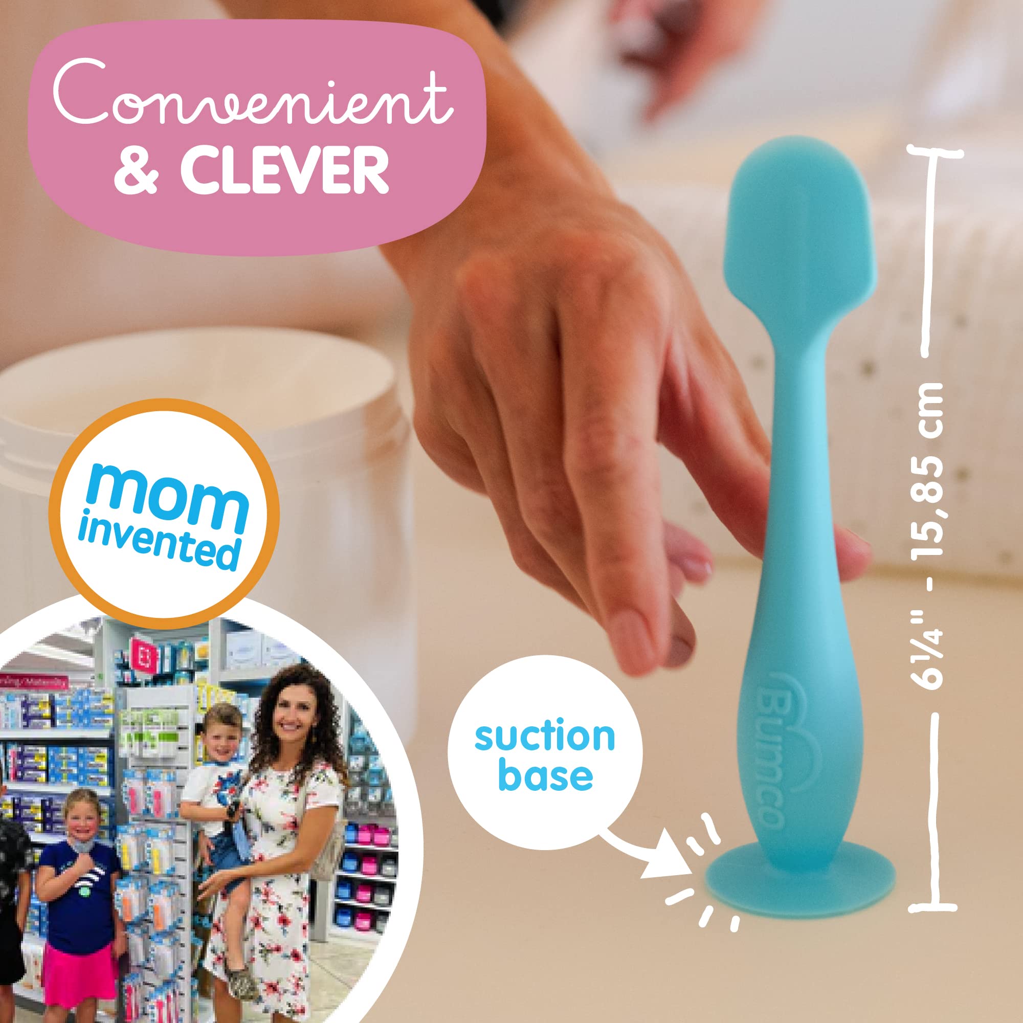 Bumco Baby Bum Brush - Flexible Diaper Cream Spatula Applicator (Blue)