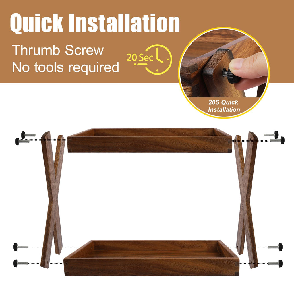 2 Tier Wood Countertop Organizer Shelf for Kitchen Bathroom Spice Storage