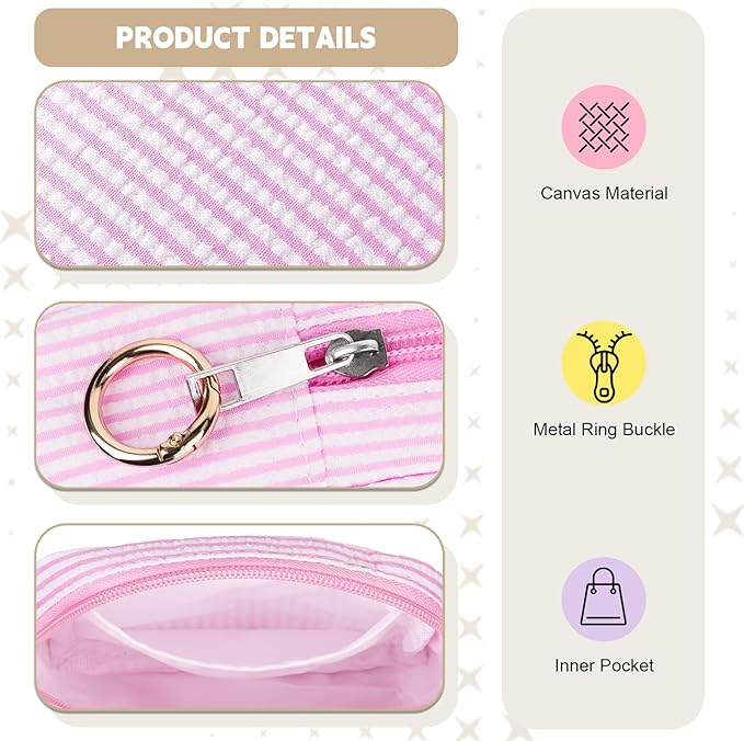 Period Bag for Teen Girls, Stripes Sanitary Napkin Storage Bag with Ring Buckle, Menstrual Pad Pouches Tampon Holder for Purse (Khaki)