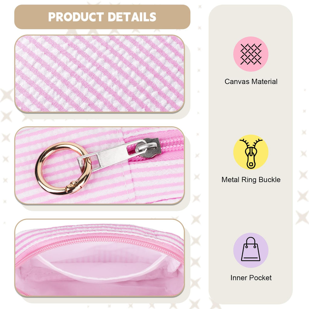 Playexen Period Bag for Teen Girls, Stripes Sanitary Napkin Storage Bag with Ring Buckle, Menstrual Pad Pouches Tampon Holder for Purse (Khaki)