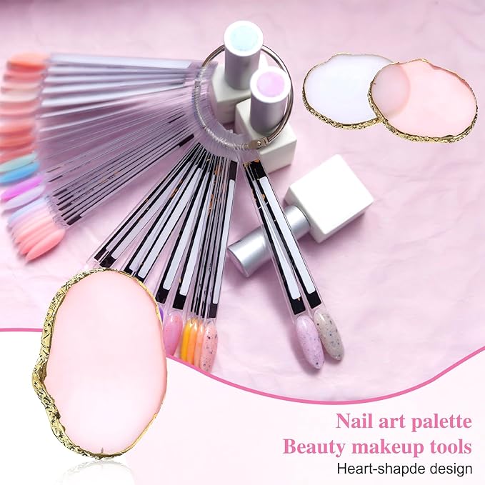 MBAIYO 2PCS Nail Art Palette, Resin Nail Plates Makeup Mixing Palettes Gilded Edge Polish Palette Irregularity Painting Mixed Color Palettes Display Board for DIY ManicureArt Design Makeup Foundation