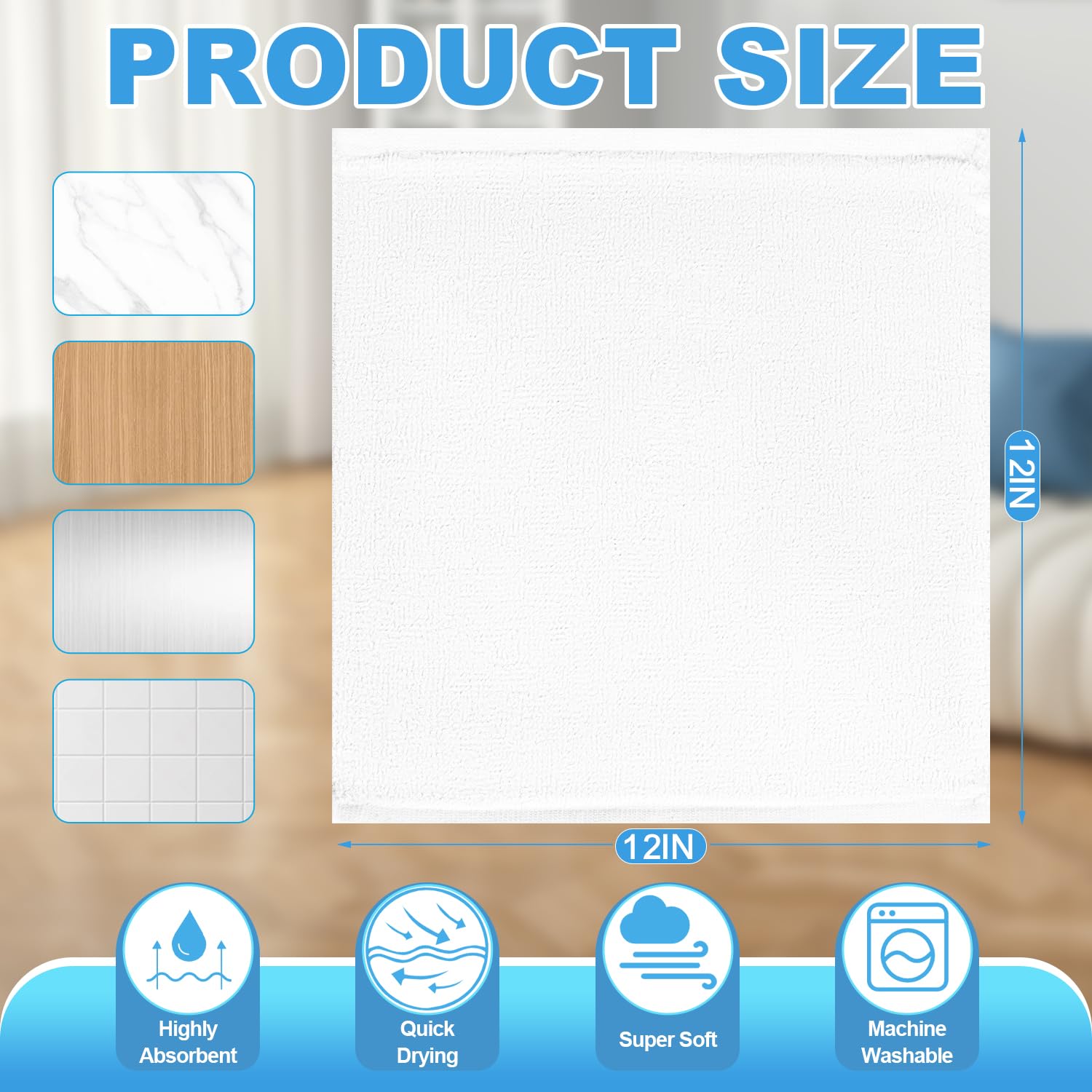 INFICRIME Washcloths Set, 24-Pack Cotton Wash Cloths, 12x12 Inch, White