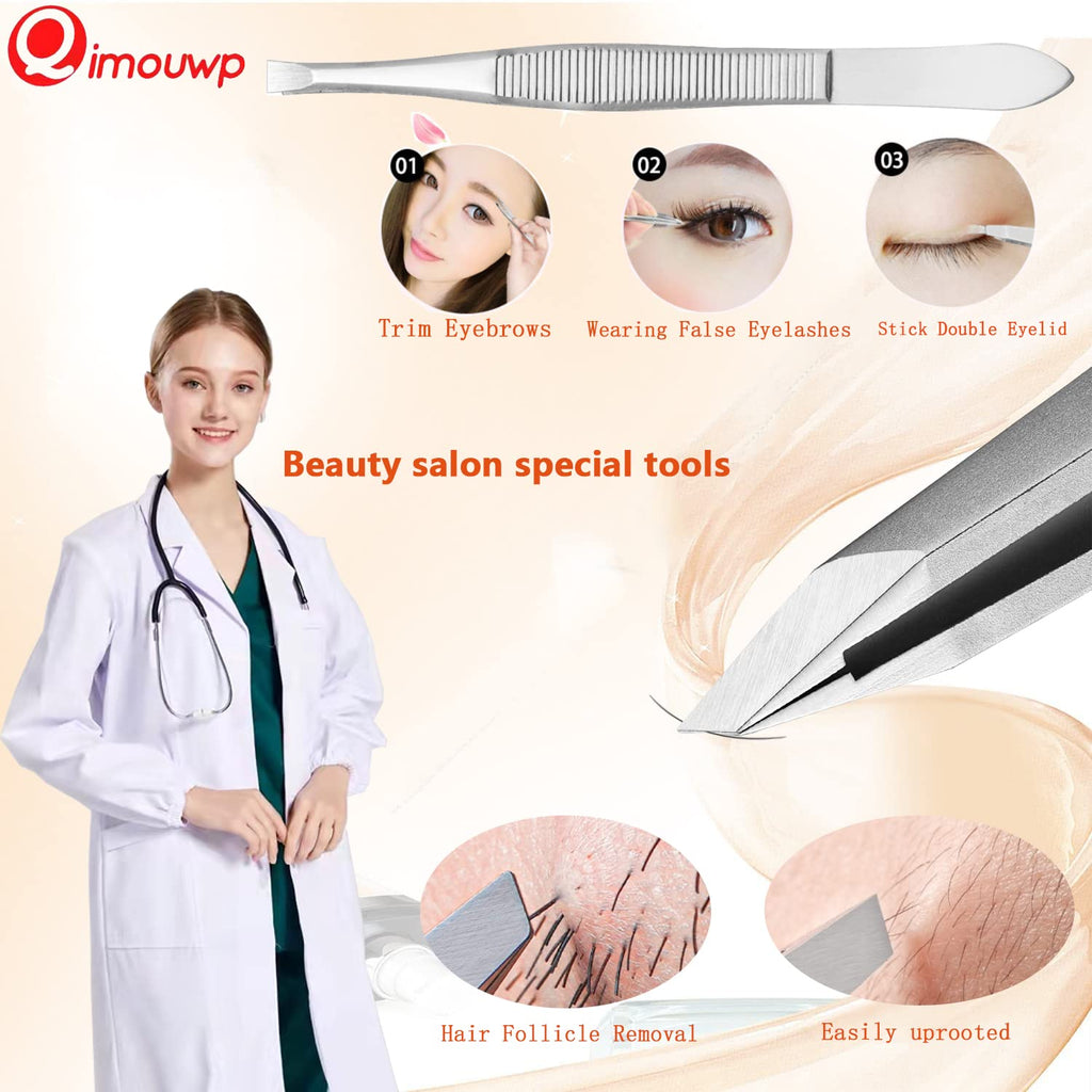 16 Pcs Pimple Popper Tool Kit, Blackhead Remover Tools, Comedone Extractor Whitehead Zit and Cyst Acne Removal Kit, Professional Stainless Steel Tweezers for Eyebrows, Beauty Tools for Face Nose