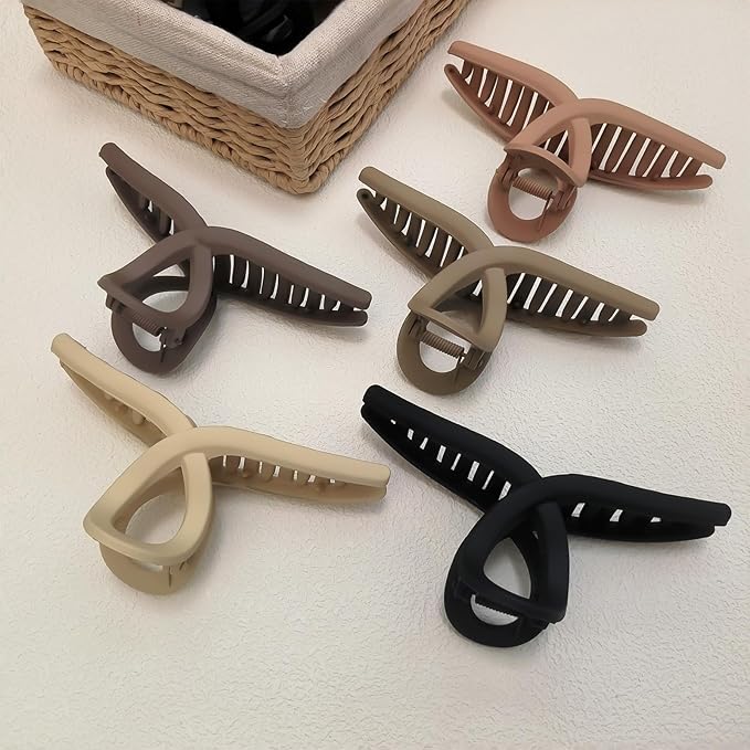 Nalodu 5 Inch Hair Claw Clips Extra Large No Slip Big Matte Clip for Curly Long Thick Hair Women, 5 Pack