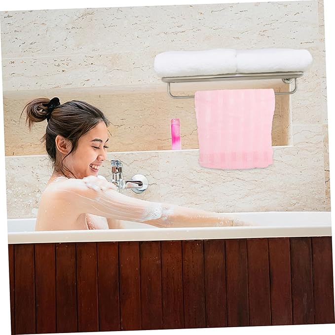 Healeved Back Scrubber Belt Portable Exfoliating Towel Bath Wash Towel Straps Comfortable Material Pink