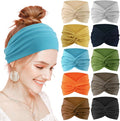 10 Pcs Wide Headbands for Women Non Slip, Stretchy Turban Hair Bands for Big Hair, Extra Thick Sports Headwrap for Workout Running Yoga, Colorful Elastic Hair Accessories for Ladies Gifts (10 Color2)
