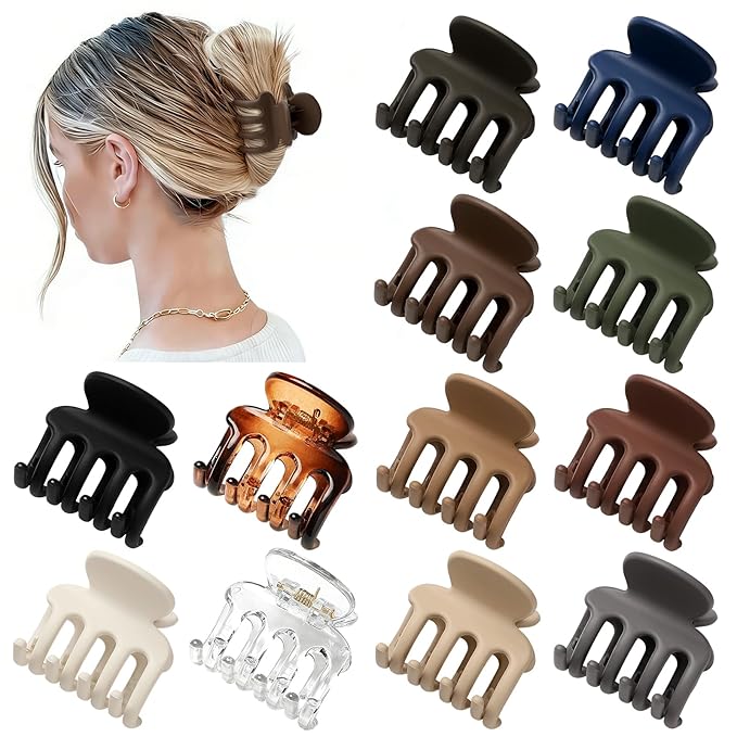 Sisiaipu 12Pcs Hair Clips for Women 1.8 Inch Small Claw Clips for Thin Hair Medium Hair Claw Clips for Thick Hair Accessories for Women Girls (Transparent)