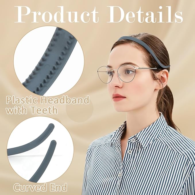 Hapdoo Headbands for Glasses Wearers No Headache No Pressure Comfortable Sunglasses Headband 6PCS Thin Plastic Hairbands with Teeth Fashion Head Bands for Women's Hair Non Slip Hair Accessories