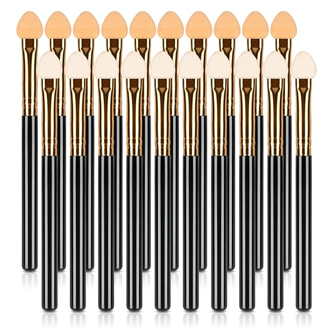 UorPoto 20Pcs Professional Eyeshadow Applicators Sponge Tip Reusable Women Blendable Foam Makeup Eye Shadow Brush Applicator Sticks Set Washable