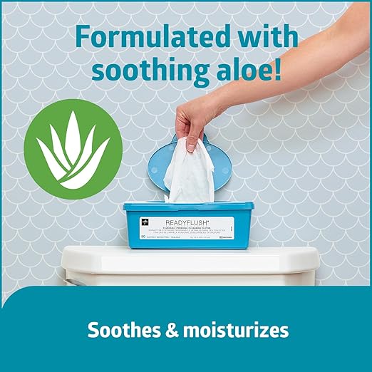 Medline ReadyFlush Flushable Wipes (60 Wipes per Tub), Scented, Biodegradable Flushable Incontinence Wet Wipes for Adults with Aloe, Hypoallergenic & pH-Balanced Personal Cleansing Cloths, 8" x 12"