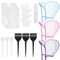 19Pcs Hair Bleach Highlighting Kit with Hair Dye Brush and Bowl Whisk, Highlighting Caps with Hooks, Highlight Hair Coloring Frosting Dye Kit for Salon Hair Dyeing Hairdressing