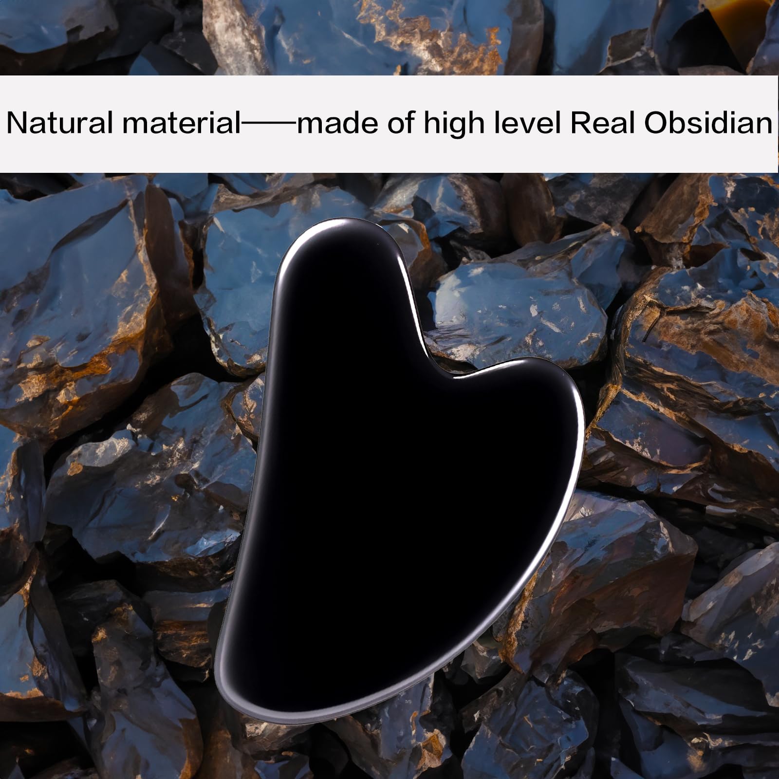 Contrybox Gua Sha Facial Tools, Obsidian Guasha Tool for Face & Eye Gua Sha Stone for Puffiness Reducing & Jawline Sculpting Face Stone Gua Sha Tools for Skin Care Woman GuaSha Stone Tool, Black