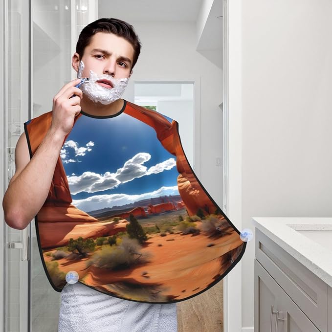 YQxwJL Arches National Park-Standard Print Beard Bib Shaving Apron, Beard Hair Trimming Cape Gift For Dad