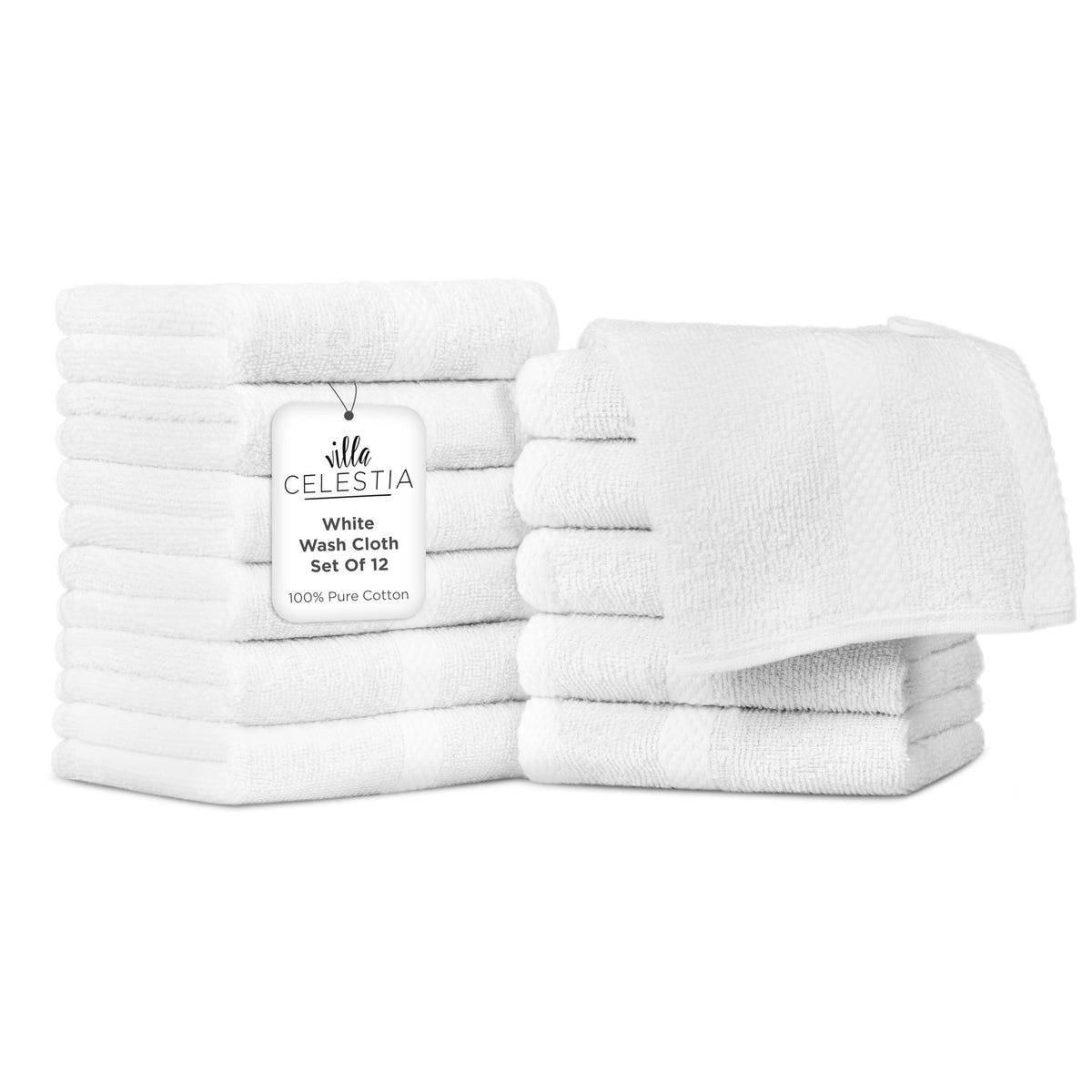 Villa Celestia Cotton Hand Towels Set of 4, 16 x 28, Oeko-TEX Certified, Quick Dry, Sage