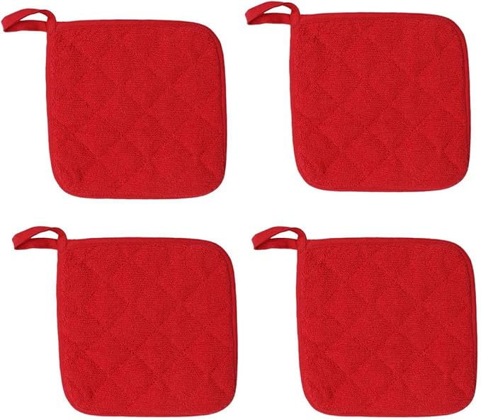 GQZLUCK Cotton Pot Holders, Hot Pads for Kitchen,Set of 4, Red