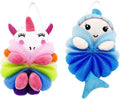 Bath Loofahs,Ttdesefu Kids Toddler Body Sponge Cute Cartoon Kids Loofah,Bath Sponge Shower Puff Soft Loofah Sponge Pouf Exfoliating Mesh Shower Ball (Animal，2 Pcs)