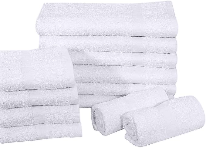 GOLD TEXTILES Bulk Pack 60 Pcs (5 Dozen) White Economy 15x25 Inches Basic Hand Towel - 2.25 lb/dz