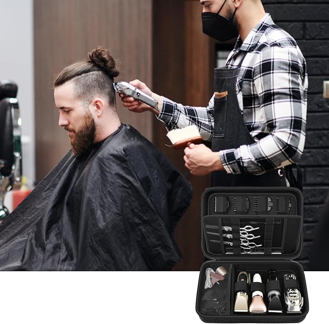 Boobowl Hard Travel Case for Hair Clippers, Barber Tool Organizer - Black