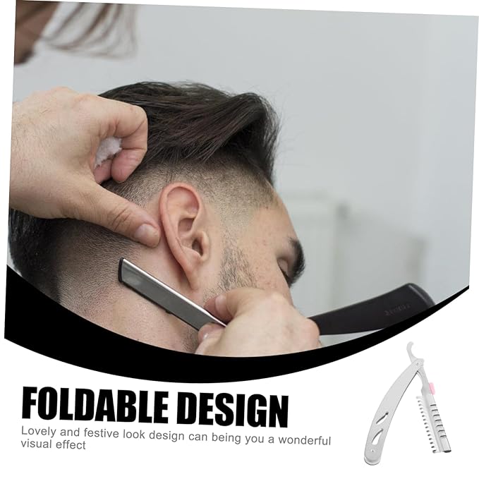 FRCOLOR Stainless Steel Manual Razor Shaver for Men Vintage Folding Straight Razor Beard Shaving Tool Eyebrow Shaping Haircut (Not Include Blade)