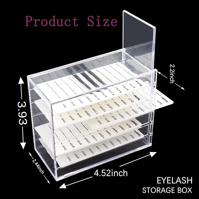 Mekupeu 5 Layer Makeup Organizer Storage Box Clear Eyelash Storage Box Eyelashes Grafting Eyelash Extension Tool (Clear)