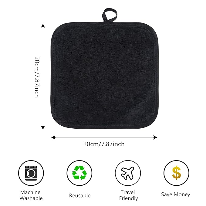 SINLAND Microfiber Facial Cloths Fast Drying Washcloth 8inch x 8inch Absorbent Face Wash Cloth Soft Makeup Remover Cloths