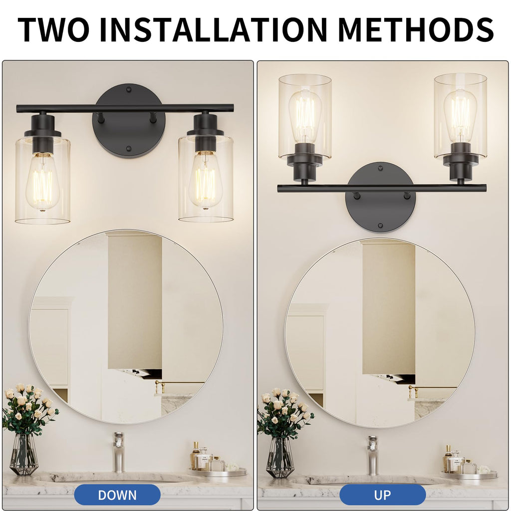 GORDNWE Modern Vanity Light - 2 Lights Matte Black Wall Light Fixtures