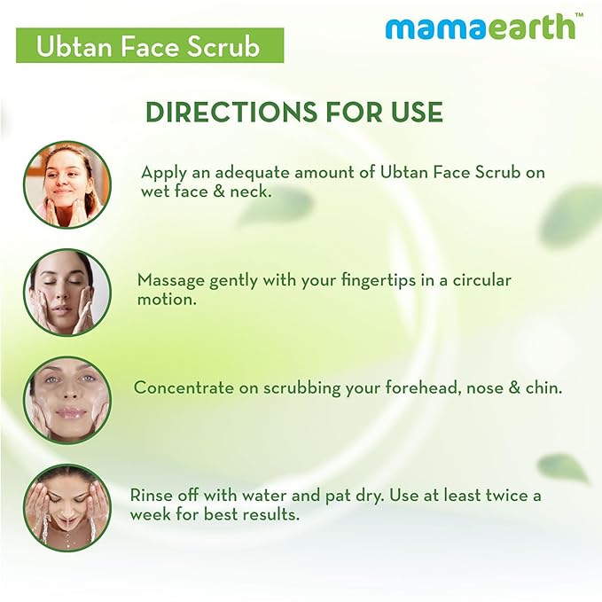 Mamaearth Ubtan Face Scrub with Turmeric & Walnut | De Tan Scrub Helps Remove Sun Tan & Dead Skin | Gently Exfoliates & Hydrates Skin | 3.53 Oz (100g)