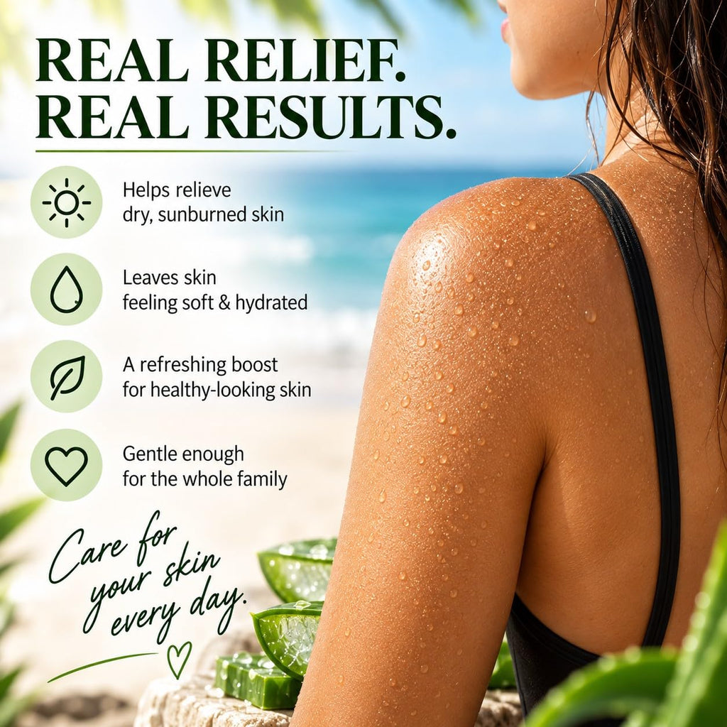 BioMiracle 98% Organic Aloe Vera Mist (3.9 oz) - Cooling Relief for Sunburn, Dry or Irritated Skin, Hydrating Spray with Vitamins C & E, 3-Pack