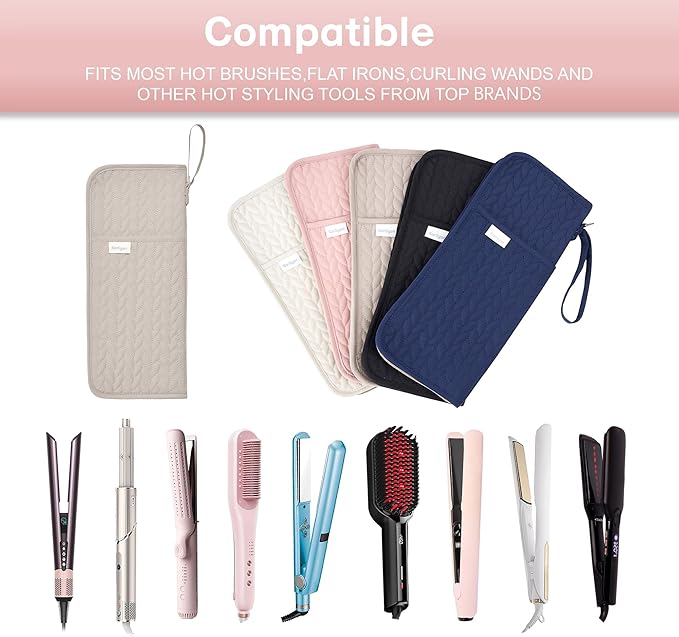 KarSyon Hot Tools Organizer Heat Resistant Mat Case Hair Tools Holder Travel Bag Portable Hair Styling Tools Cover Pouch for Curling Iron,Flat Iron,Hair Straightener (Camel)