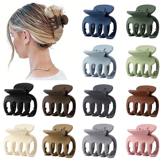 Sisiaipu 12Pcs Hair Clips for Women 1.8 Inch Small Claw Clips for Thin Hair Medium Hair Claw Clips for Thick Hair Accessories for Women Girls (Regular)