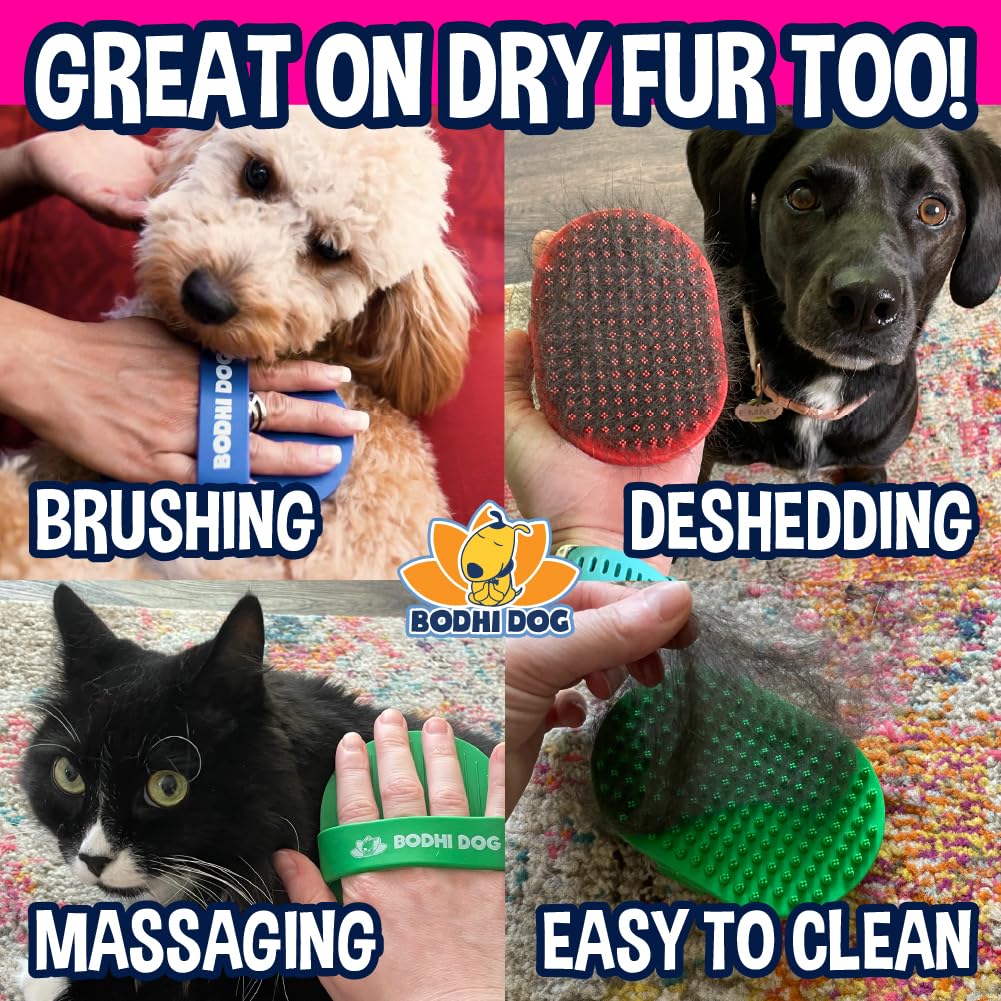 Bodhi Dog Shampoo Brush - Pet Grooming & Bath Supplies for Dogs and Cats - Bath Brush for Long & Short Hair - Premium Scrubber for Shower, Showerhead, Sprayer & Bathing (One Pack, Pink)