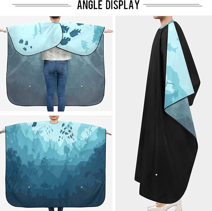 Visesunny Anti-Static Hair Cutting Cape With Snap Closure - Professional Salon Cape - Polyester Barber - Water-Resistant - Adjustable Snap