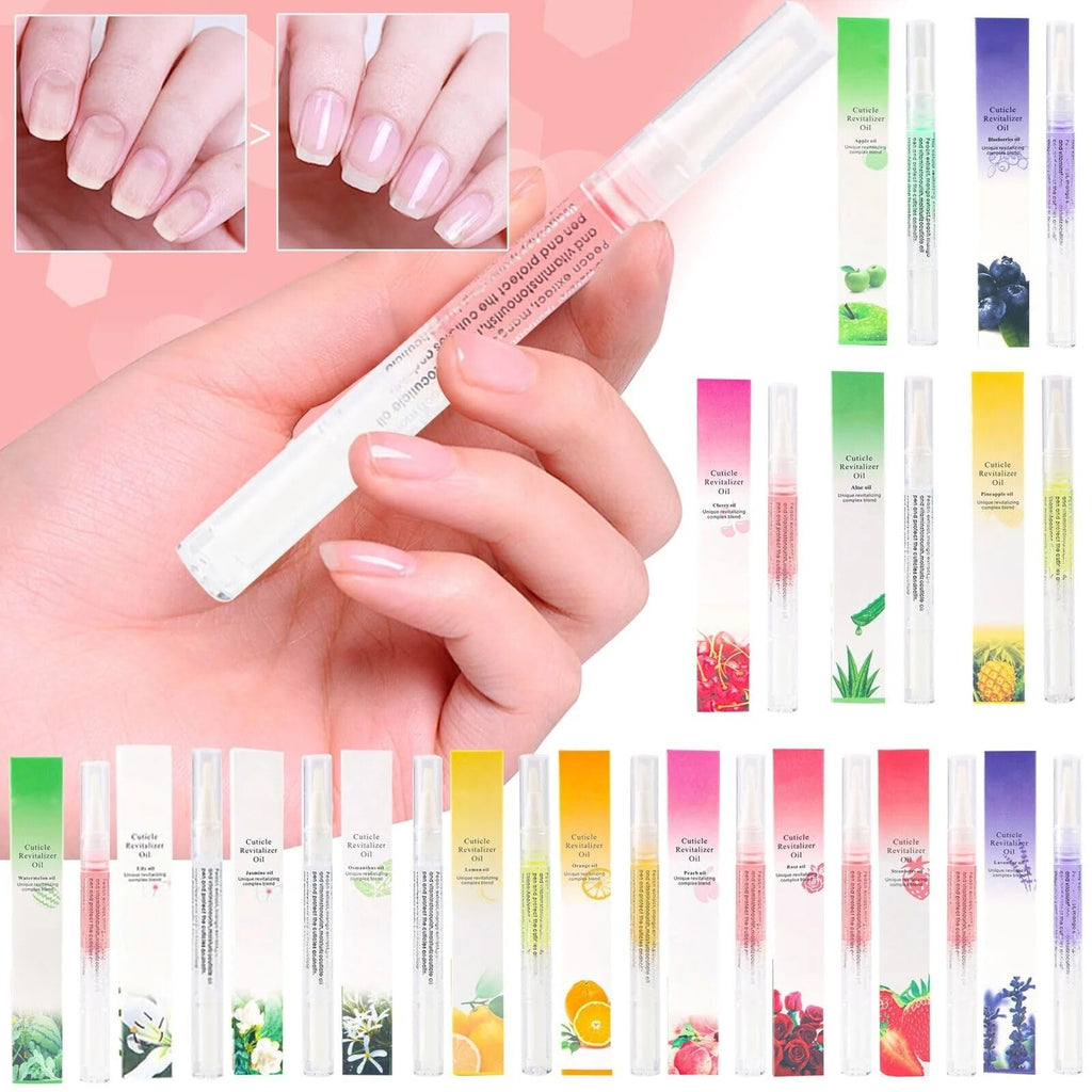 Yimart Set of 4pcs Blueberries Flavor Cuticle Revitalizer Oil Pen with Soft Brush,Nail Nutritional Cuticle Oil Pen For Anti-barb Finger Edge Nail Care Tool