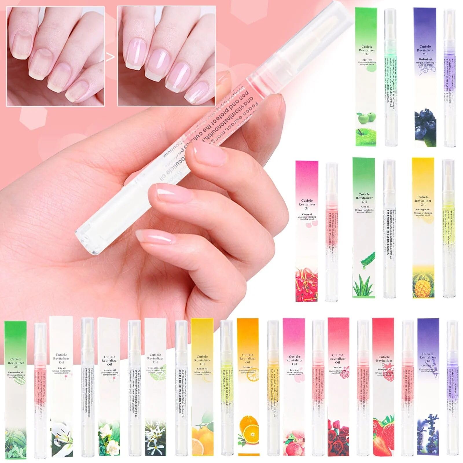 Yimart Set of 4pcs Aloe Flavor Cuticle Revitalizer Oil Pen with Soft Brush,Nail Nutritional Cuticle Oil Pen For Anti-barb Finger Edge Nail Care Tool