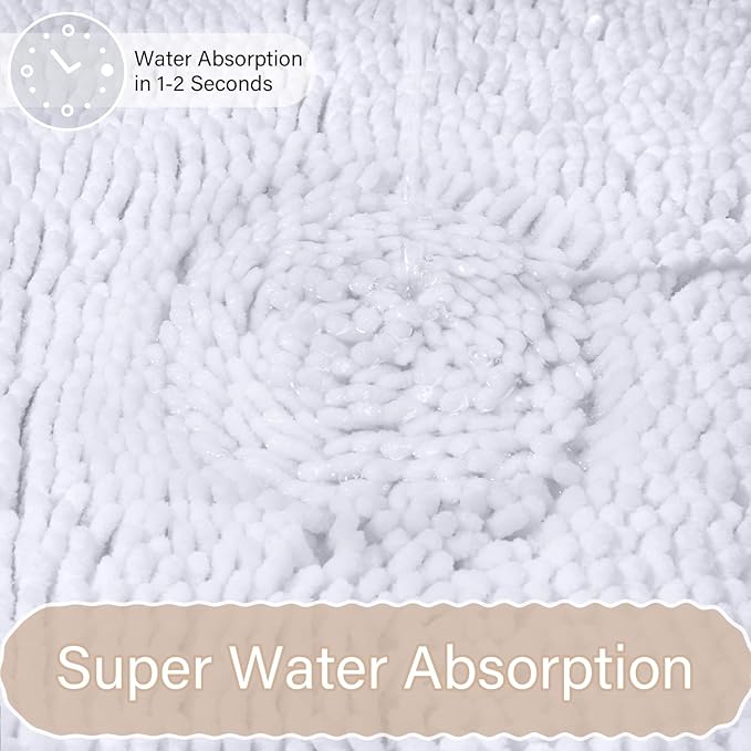 AROGAN Bathroom Rug Sets 2 Piece, 20"x20" U-Shaped Toilet Mat and 21"×34" Bath Mats Floor Set, Machine Washable Bath Rug, Absorbent and Dry Quickly, Soft Non Slip Bathroom Rug Set, White