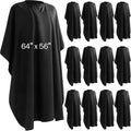 12Pcs Barber Cape 64 x 56'' Large Waterproof Hair Cutting Salon Cape Adjustable Snaps for Hair Dye Salon Stylist Supplies (Black)