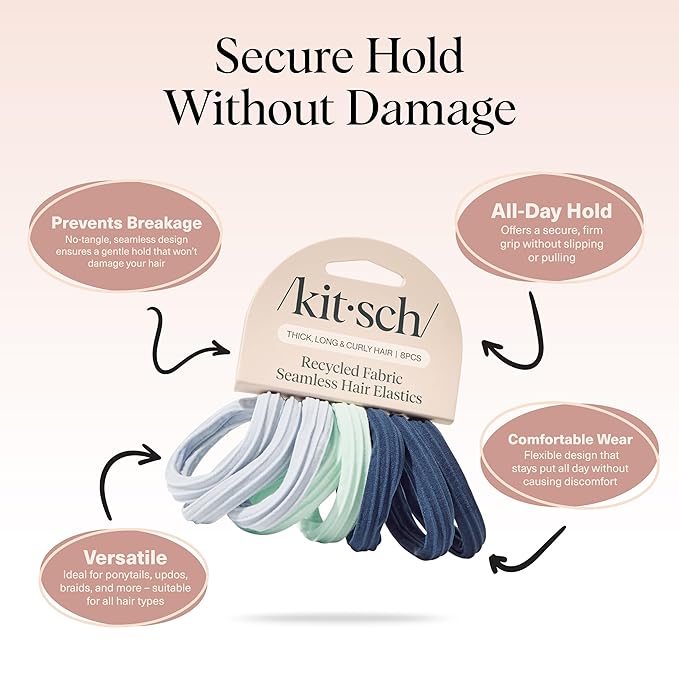 Kitsch Seamless Hair Ties No Damage - Stretchable Hair Bands for Strong All-Day Hold, Ponytail Holders | Hair Accessories for Girls - Garden Bouquet 8 Pcs