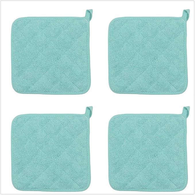GQZLUCK Cotton Pot Holders, Hot Pads for Kitchen,Set of 4, Sky Blue