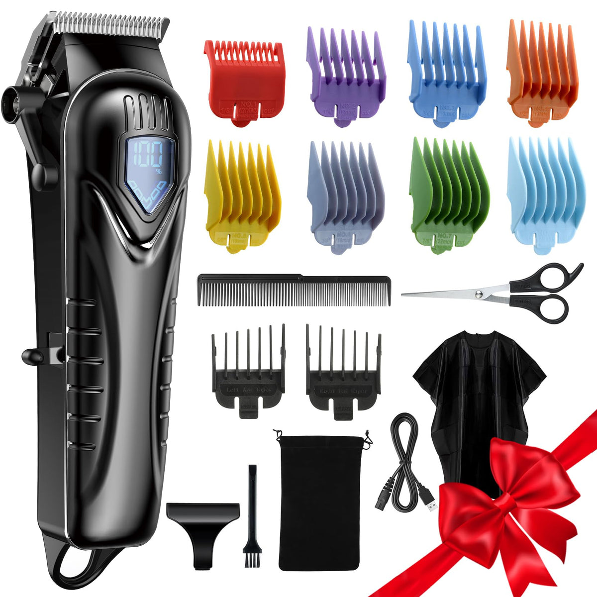 Chicclly Low Noise Hair Clippers for Men & Women with 10 Color Guide Combs