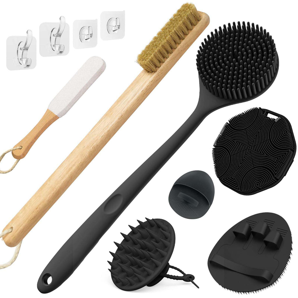 Manmihealth Silicone Body Scrubber Scalp & Toe Cleaning Brush Set 8PCS